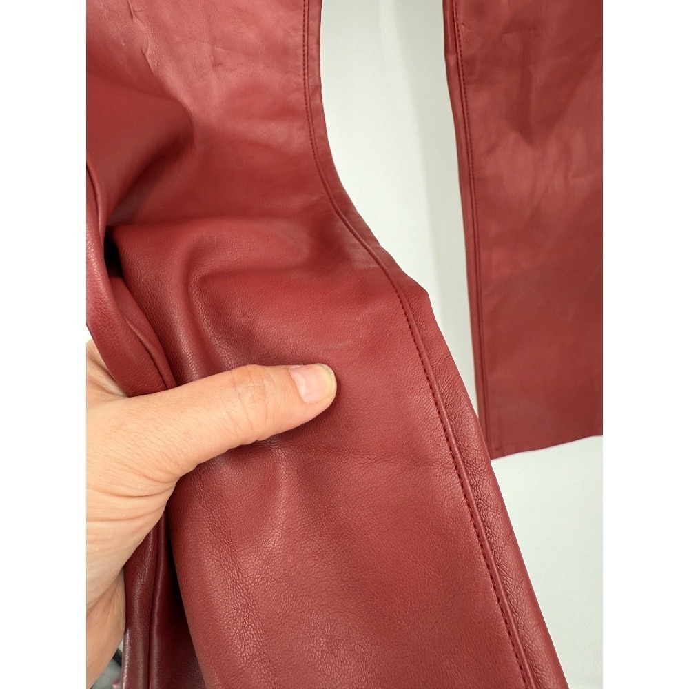 Pistola Pants Women's 26 Red Faux Leather Straight Crop‎ Holiday Grunge Chic NWT - Picture 6 of 13